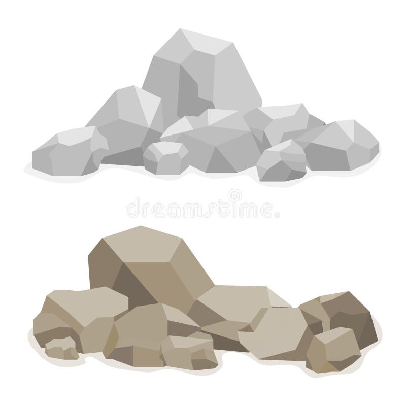 Stones, a hill built of stones, many stones. Flat design, illustration, . Stones, a hill built of stones, many stones. Flat design, illustration, .