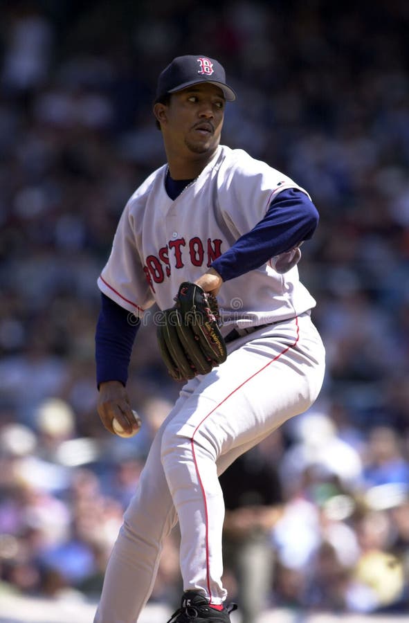 Pedro Martinez Boston Red Sox. Pedro Martinez of the Boston Red Sox pitching in a regular season game stock images