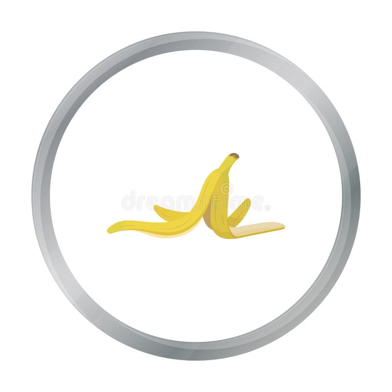 Peel of banana icon in cartoon style isolated on white background. Trash and garbage symbol stock vector illustration. stock illustration Peel of banana icon in cartoon style isolated on white background. Trash and garbage symbol stock vector illustration. stock illustration