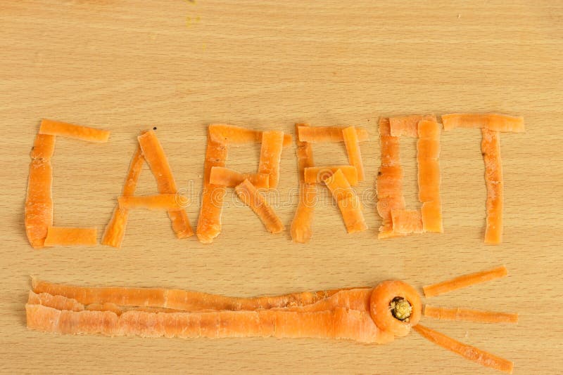 Peel Carrots with Carrot Wording Stock Image Image of carrot