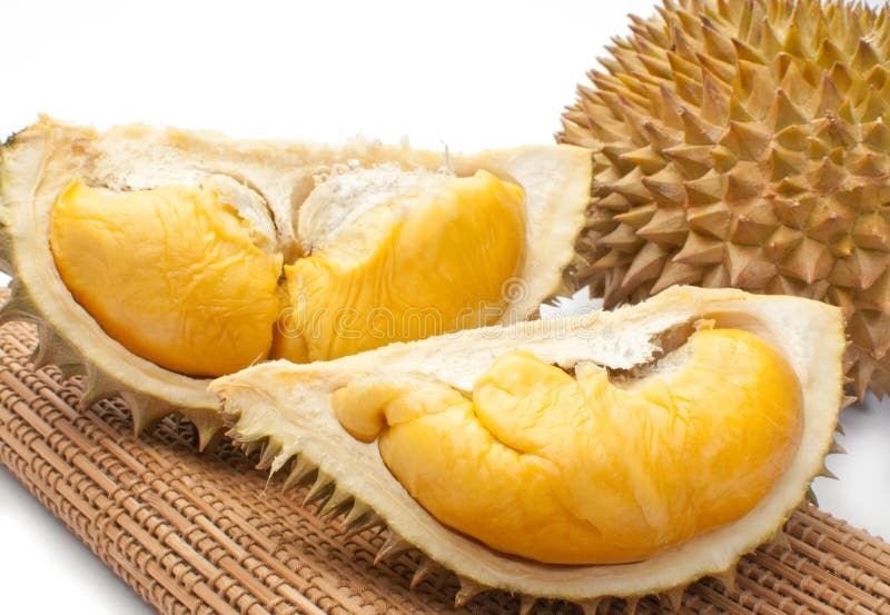 Peeled durian isolated on white background. royalty free stock photos