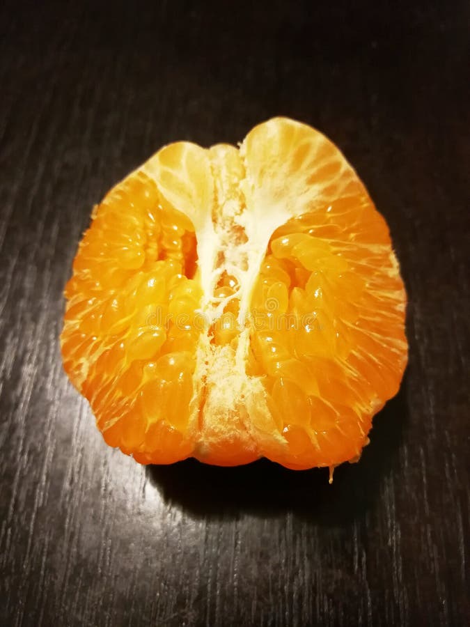 Peeled Mandarin Orange On Black Stock Photo Image Of Pulp Orange