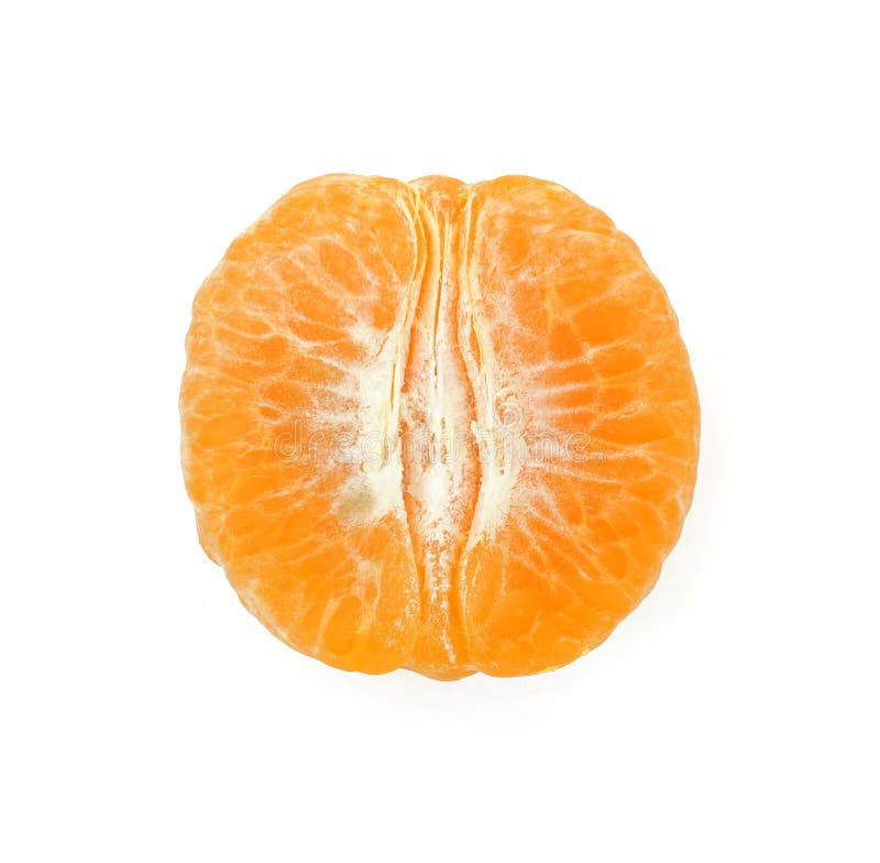 Peeled Tangerine Segment Fruit Mandarin Piece Isolated On White