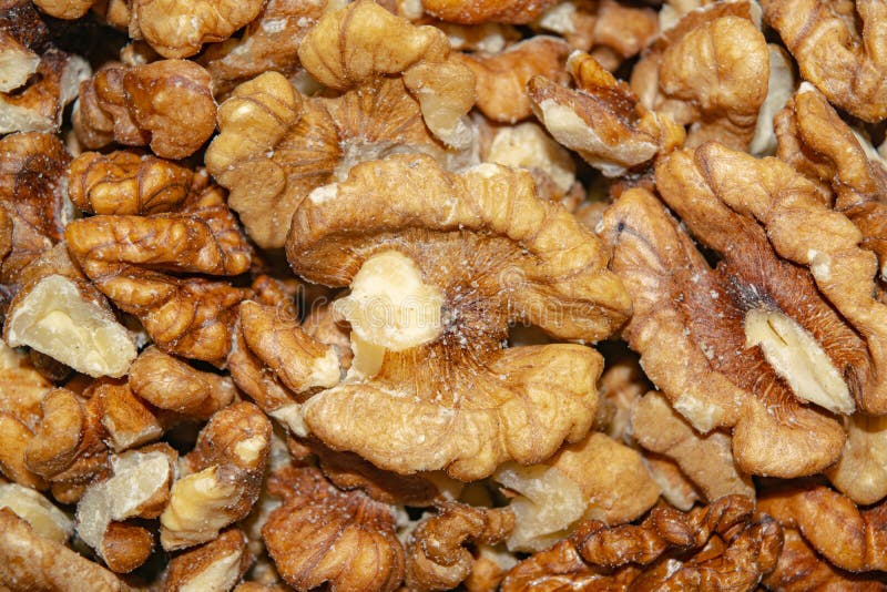 Peeled Walnuts Close-up. Surface Texture Stock Image - Image of board ...