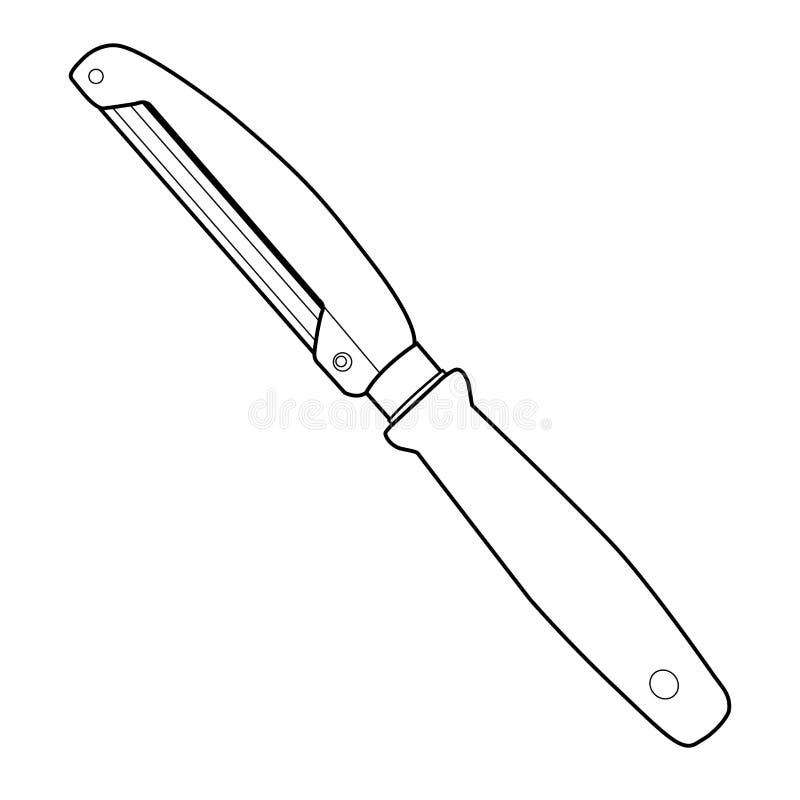 Peeler Knife Out Line Vector Stock Vector Illustration of sharp