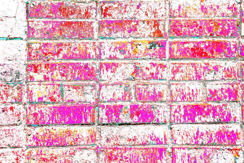 Peeling Paint on a Brick Wall. Old Brick Wall with Cracked Peeling