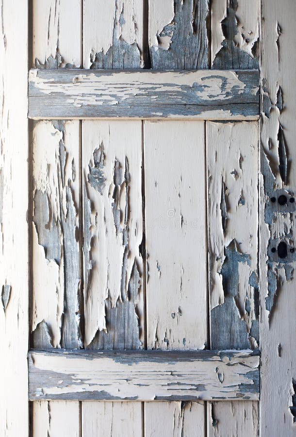 Peeling Paint On Old Wooden Door, Texture Stock Photo 