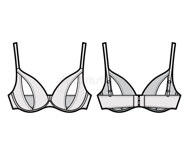 Peephole Bra Lingerie Technical Fashion Illustration with