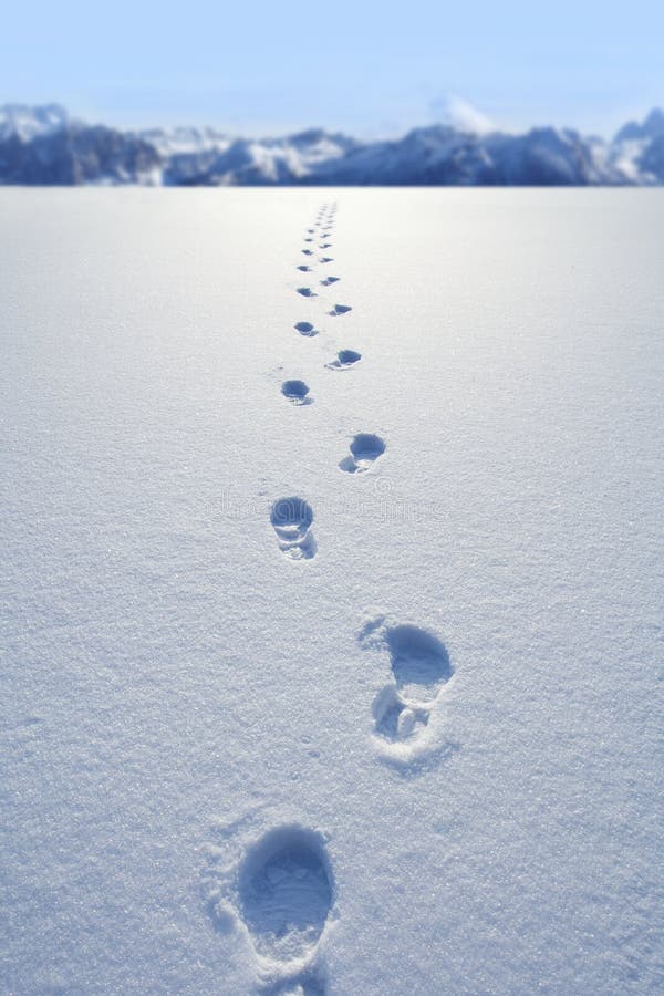 Pegadas na neve foto de stock royalty free Pegadas na neve foto de stock royalty free