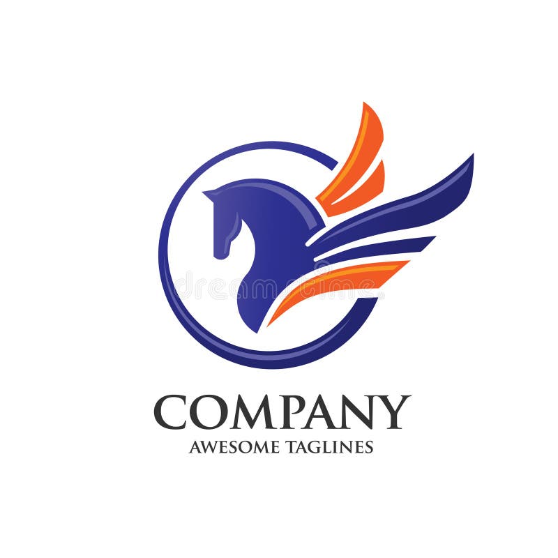 Pegasus with circle logo concept stock illustration Pegasus with circle logo concept stock illustration