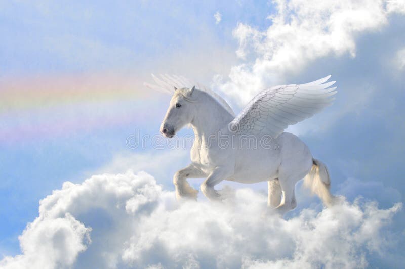 Pegasus in the clouds stock image. Image of tenderness 12645487