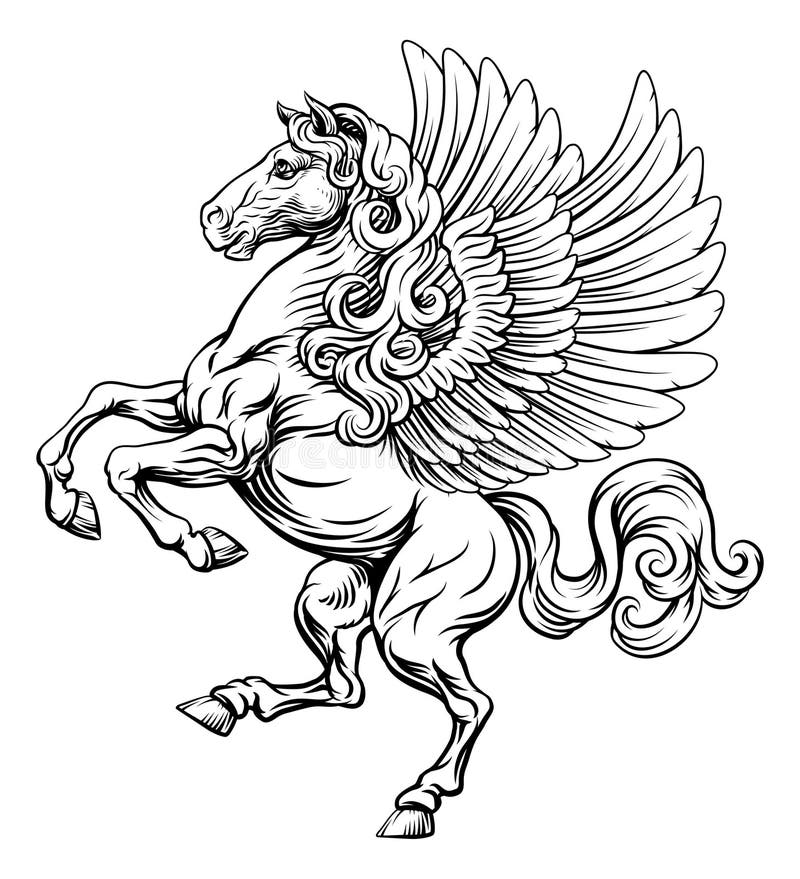 Pegasus heraldyczny heraldyczny heraldyczny herb ilustracji