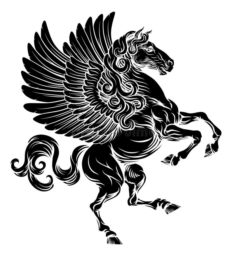 Pegasus heraldyczny heraldyczny heraldyczny herb ilustracja wektor