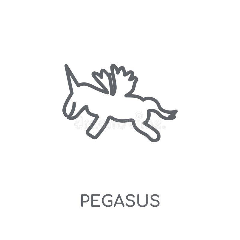 Pegasus linjär symbol Modernt begrepp för översiktsPegasus logo på whit vektor illustrationer Pegasus linjär symbol Modernt begrepp för översiktsPegasus logo på whit vektor illustrationer