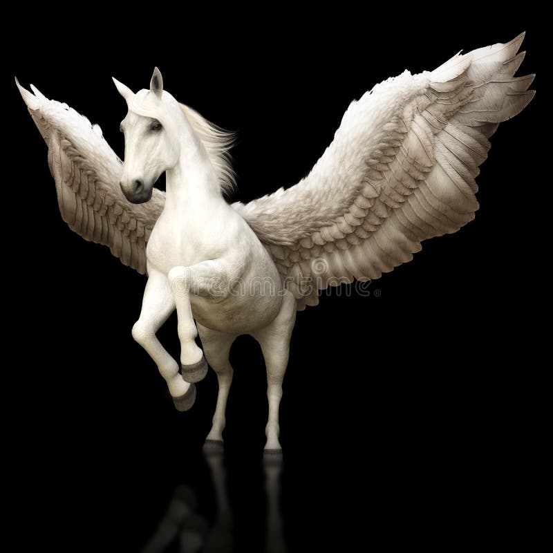 Pegasus majestueus mythisch Grieks gevleugeld paard op een zwarte achtergrond vector illustratie Pegasus majestueus mythisch Grieks gevleugeld paard op een zwarte achtergrond vector illustratie