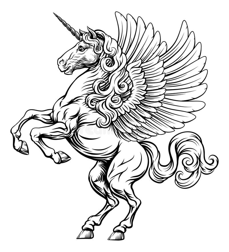 Pegasus unicorn koń crest heraldyczny heraldyczny ilustracji