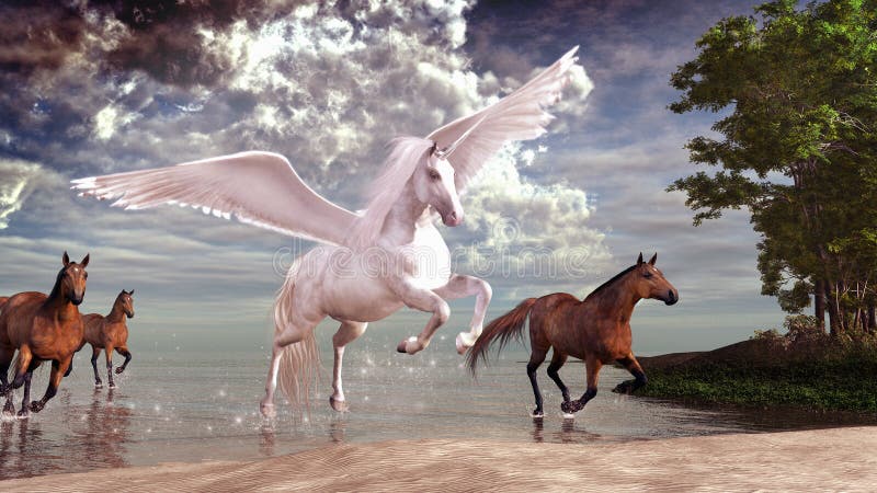 Pegasus και άλογα απεικόνιση αποθεμάτων Pegasus και άλογα απεικόνιση αποθεμάτων