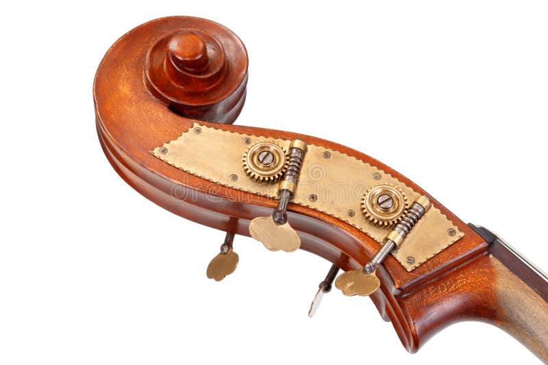 Pegbox, scroll and tuning keys of a contrabass royalty free stock photo Pegbox, scroll and tuning keys of a contrabass royalty free stock photo