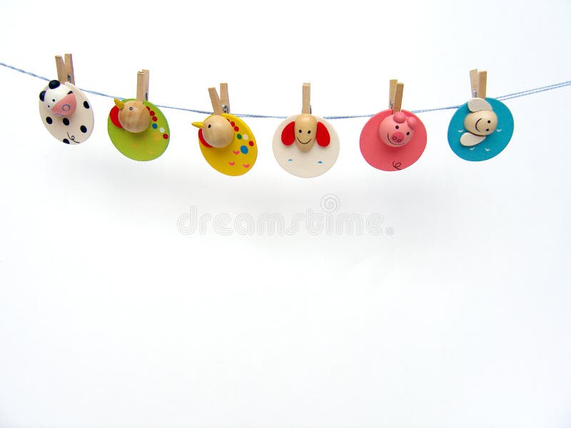 Molhadores de roupa na linha fotografia de stock royalty free