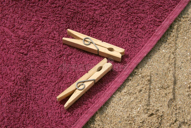 Pegs On Towel On Beach Picture. Image 699425