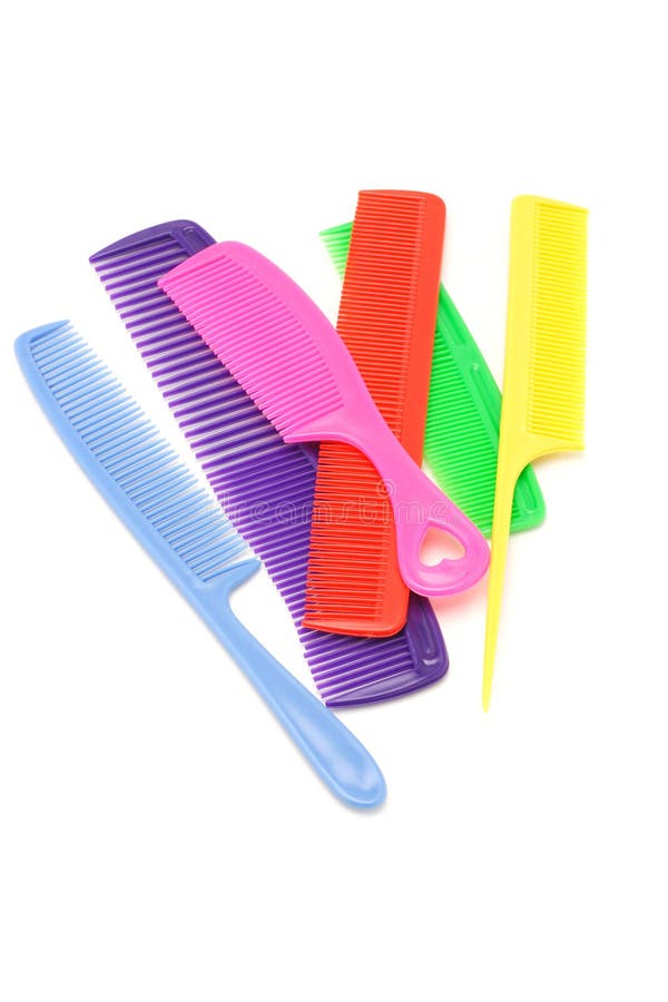 Peignes en plastique colorés images stock Peignes en plastique colorés images stock
