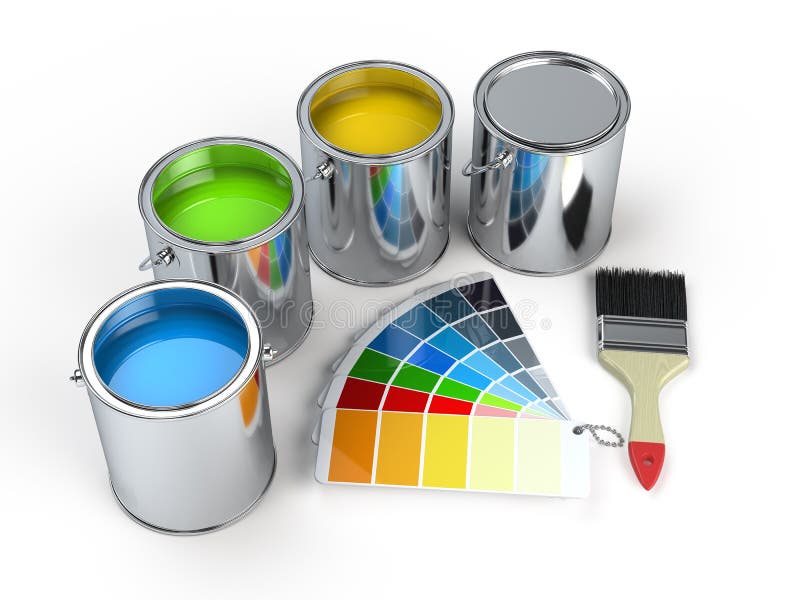 Peignez les bidons avec le balai et le Pantone illustration libre de droits Peignez les bidons avec le balai et le Pantone illustration libre de droits