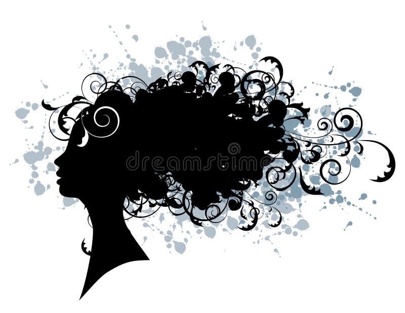 Peinado floral, silueta de la cara de la mujer ilustración del vector Peinado floral, silueta de la cara de la mujer ilustración del vector