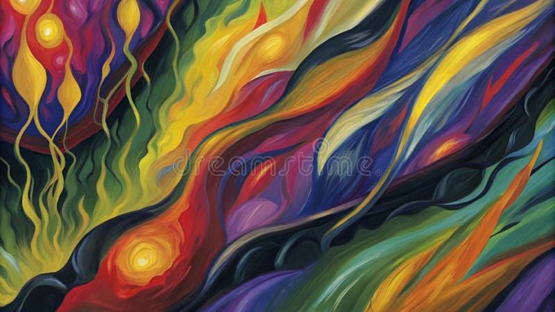 Peinture abstraite de couleurs vives et lignes fluides une symphonie colorée de traits illustration libre de droits