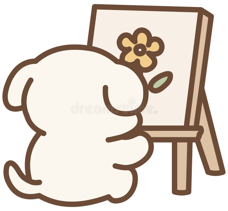 Peinture blanche mignonne sur toile illustration stock