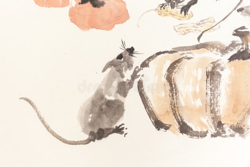 Peinture chinoise d'aquarelle des caractéristiques locales illustration libre de droits
