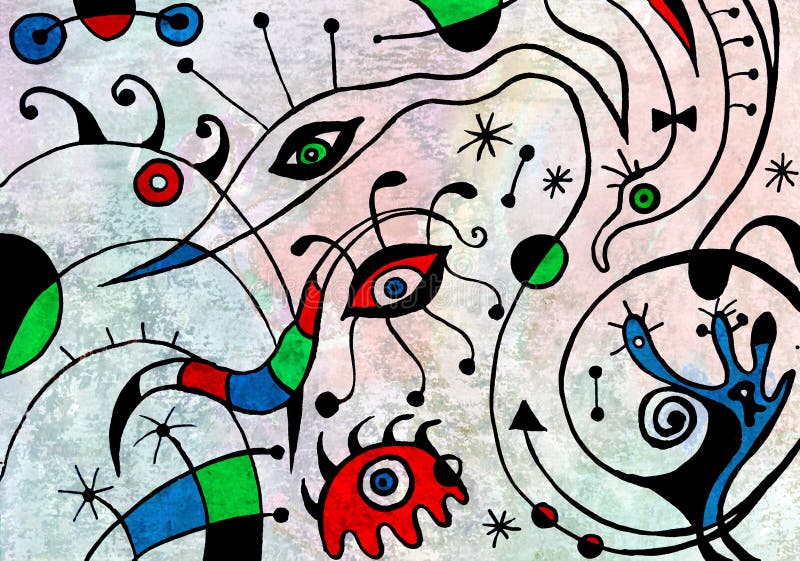 Peinture d'art abstrait avec les oiseaux fantastiques illustration libre de droits Peinture d'art abstrait avec les oiseaux fantastiques illustration libre de droits