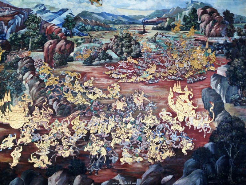 Peinture de mur thaïe illustration libre de droits Peinture de mur thaïe illustration libre de droits