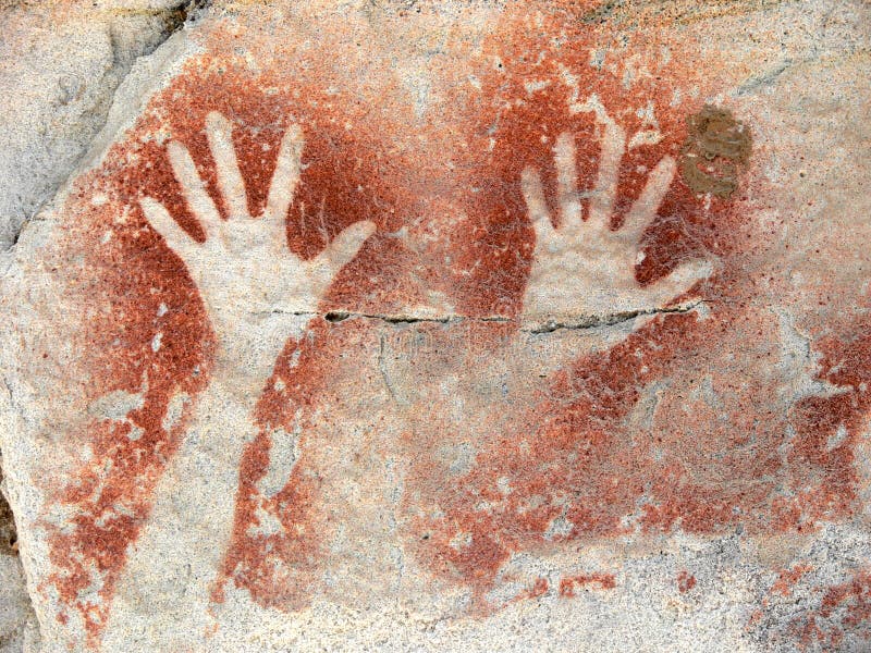 Peinture indigène de roche, mains