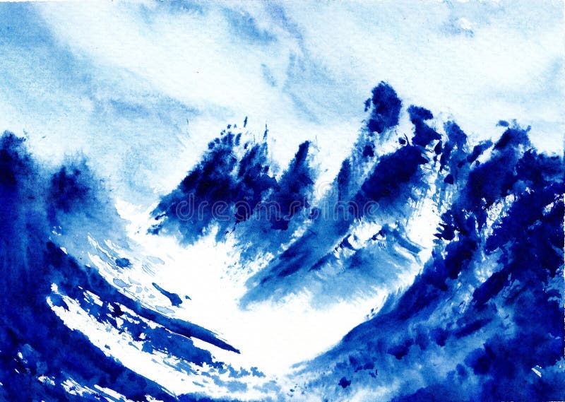 Peinture originale d'aquarelle - se demande du monde - l'Himalaya illustration de vecteur Peinture originale d'aquarelle - se demande du monde - l'Himalaya illustration de vecteur