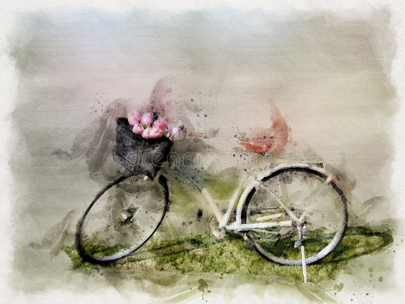 peinture aquatelle bicyclette