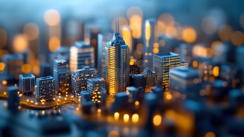 Peisaj urban modern iluminat pe timp de noapte stock illustration