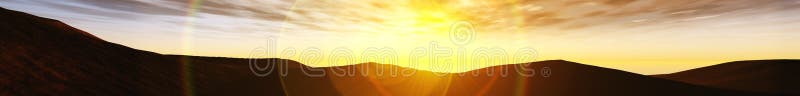 Peisajul panoramic al apusului deasupra dealurilor royalty free illustration