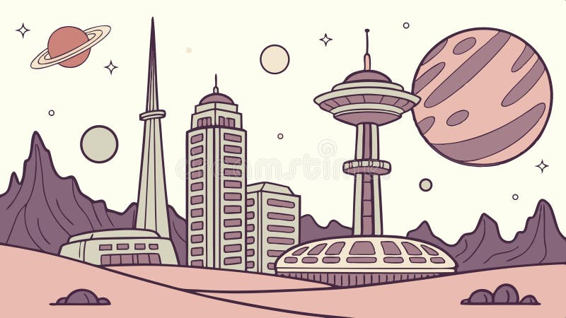 Peisajul urban futurist al orașului Skyline și design modern al vectorului peisajului urban Generative AI royalty free illustration