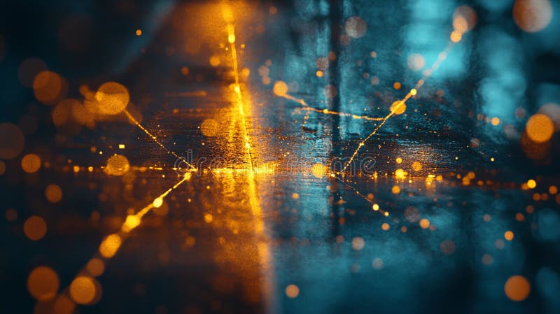 Peisajul urban nocturn se caracterizează prin trafic neclar accelerat și faruri aurii care formează împreună royalty free stock images