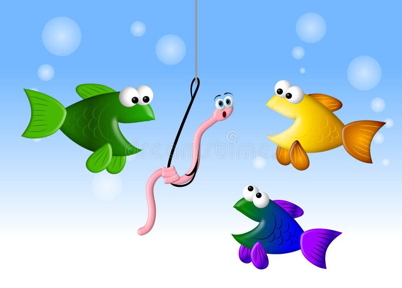 Peixes com fome e o sem-fim 2 ilustração stock Peixes com fome e o sem-fim 2 ilustração stock