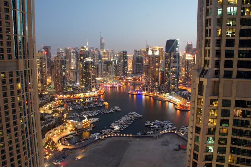 pejzaż miejski Dubai marina panoramiczny sceny zmierzch obrazy stock pejzaż miejski Dubai marina panoramiczny sceny zmierzch obrazy stock