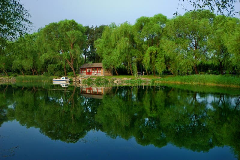 Peking het cityscape-meer van het Paleis van de Zomer stock foto Peking het cityscape-meer van het Paleis van de Zomer stock foto