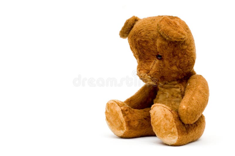 A peluche velha só deprimida isolou-se fotografia de stock A peluche velha só deprimida isolou-se fotografia de stock
