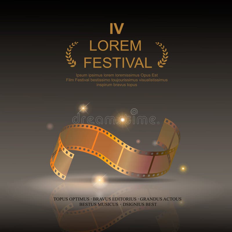 Película de la cámara 35 milímetros de oro del rollo, película del festival libre illustration Película de la cámara 35 milímetros de oro del rollo, película del festival libre illustration