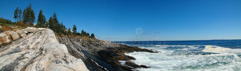 Rocky shoreline of Pemaquid Point, Maine, USA. Rocky shoreline of Pemaquid Point, Maine, USA