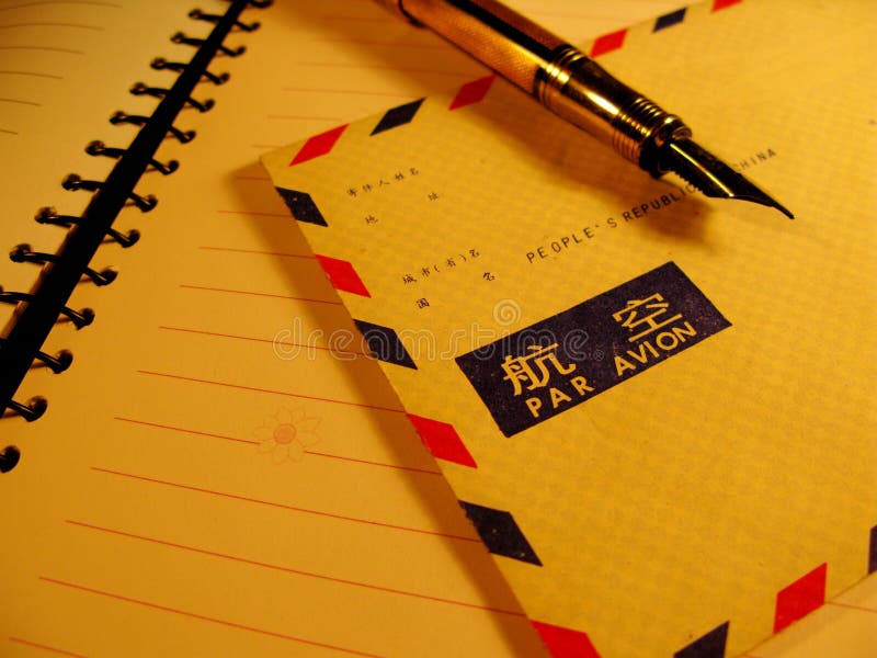 Pen and air postal envelope