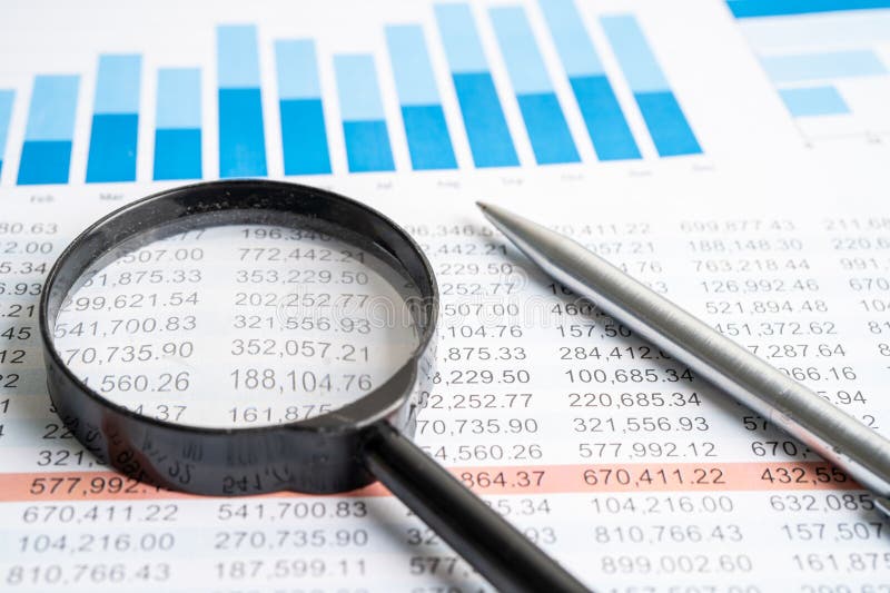 Pen on Chart or Graph Spreadsheet Paper. Financial, Account, Statistics ...