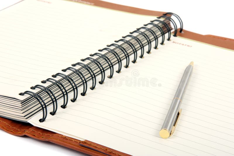 Pen en open agenda stock foto