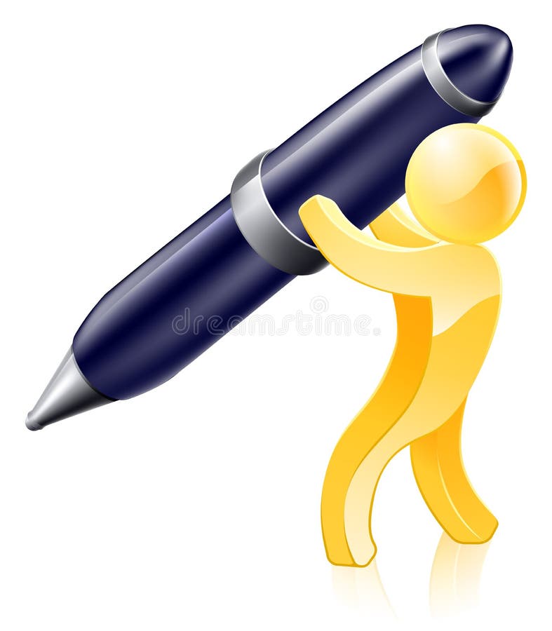 Pen gold person royalty free illustration