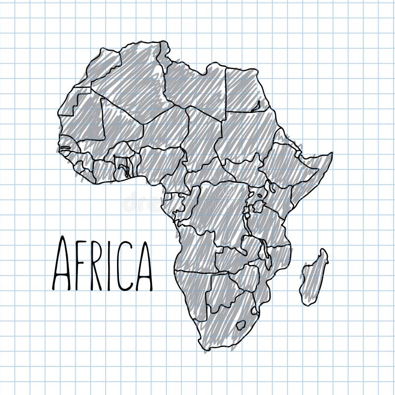 Pen hand drawn African map vector on paper royalty free illustration Pen hand drawn African map vector on paper royalty free illustration